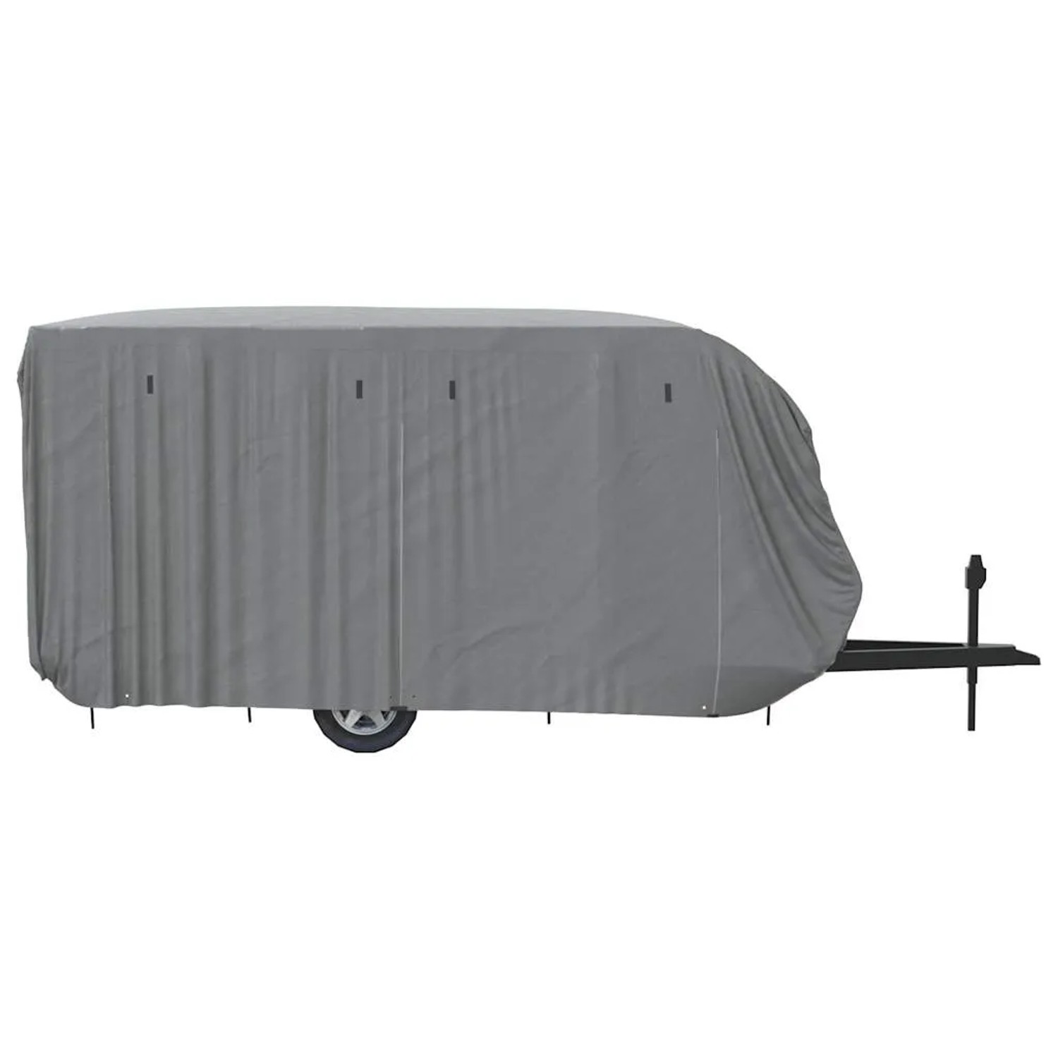 Graue vidaXL Schutzhülle für Wohnwagen 670x250x220 cm aus Vliesstoff.