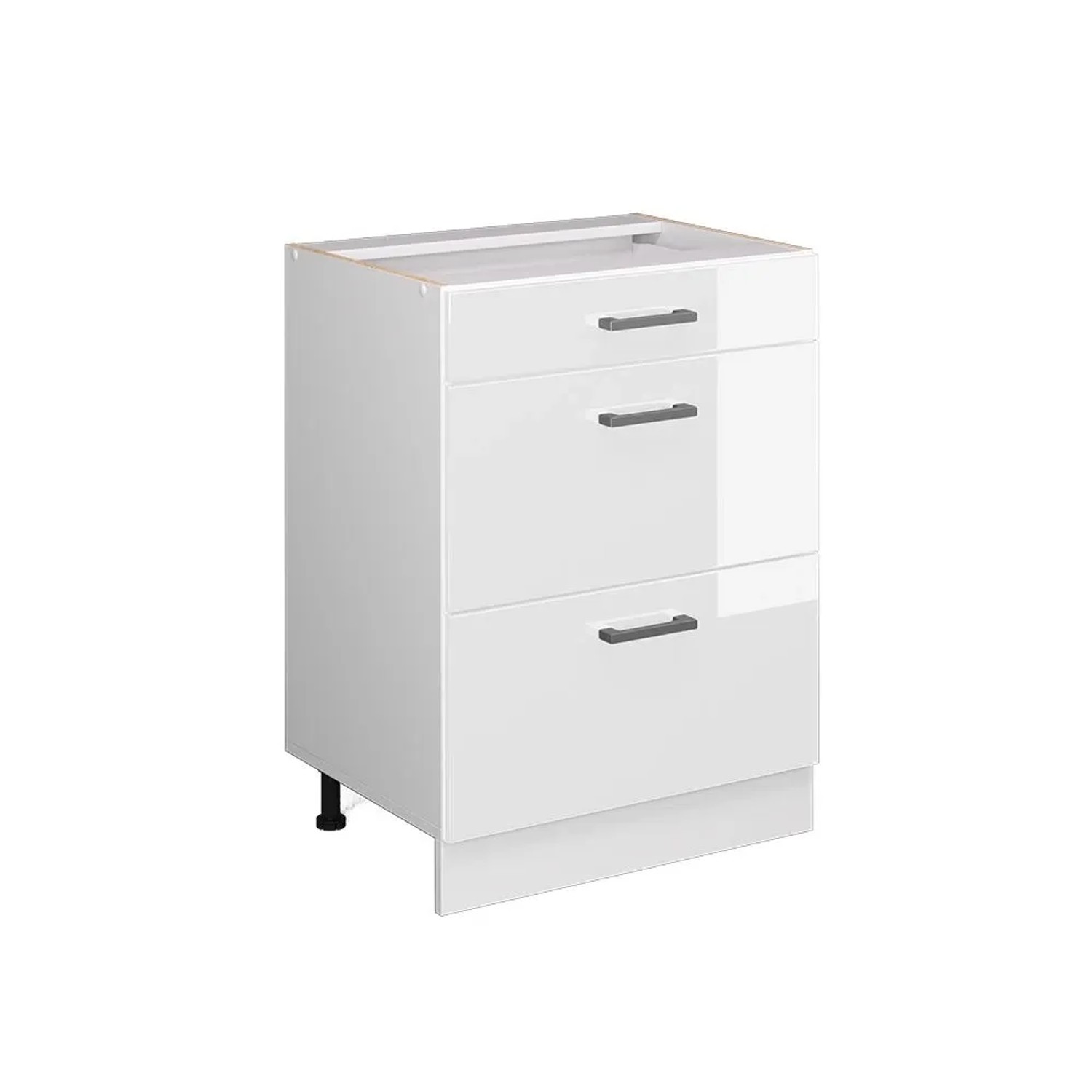 Vicco Küchenunterschrank R-Line Weiß Hochglanz Weiß 60 cm mit Schubladen ohne Arbeitsplatte