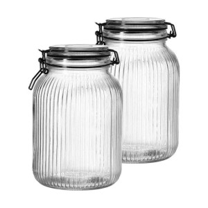 Ritzenhoff & Breker Runa Vorratsgläser, 2er Set, 1,9 l, mit Clip-Verschluss, aus Glas. Küchenausstattung.