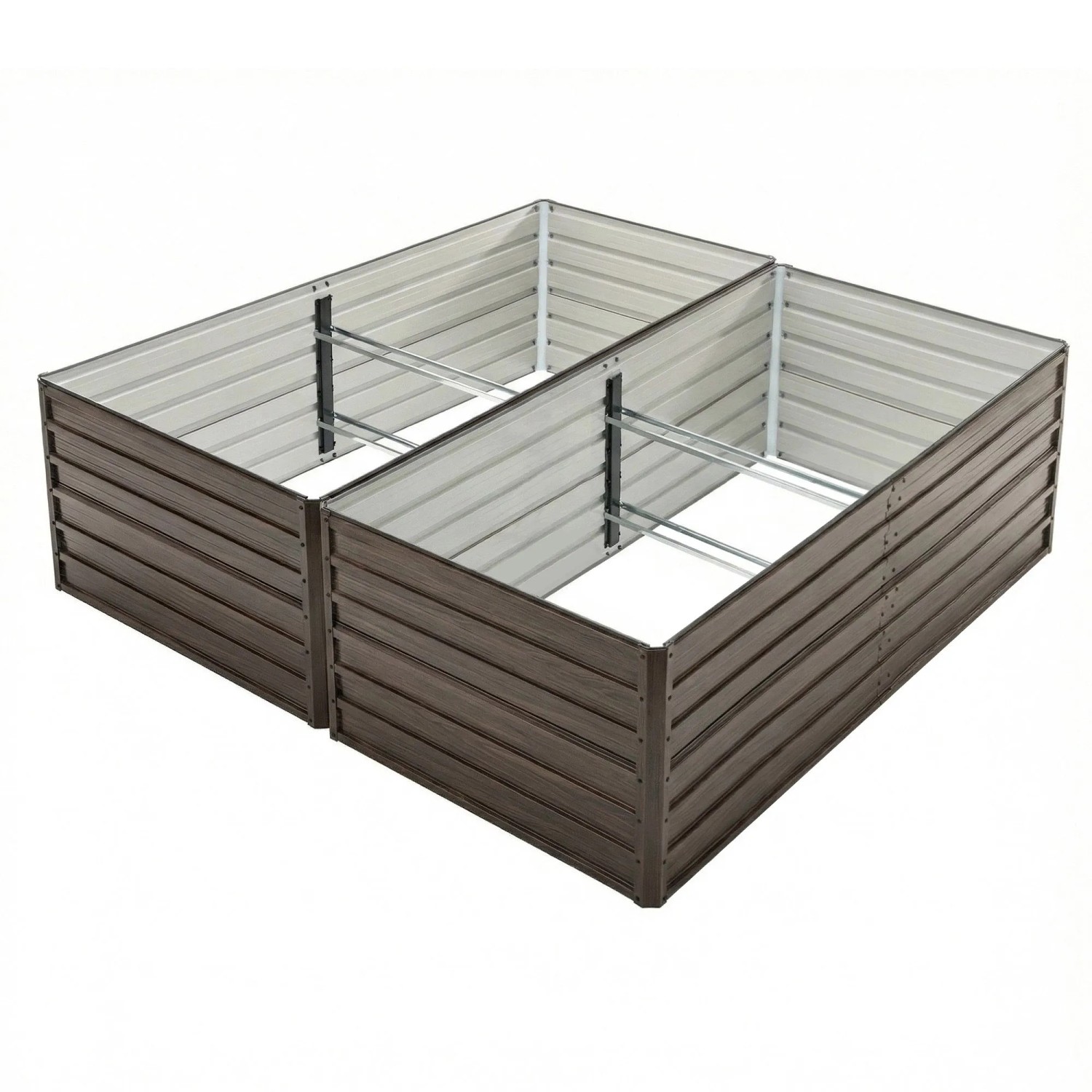 PXloue 2er Set Hochbeet mit Offenem Boden Schwerlast Pflanzbeet Holzmaserung Für Garten Terrasse Balkon 219x112x64cm
