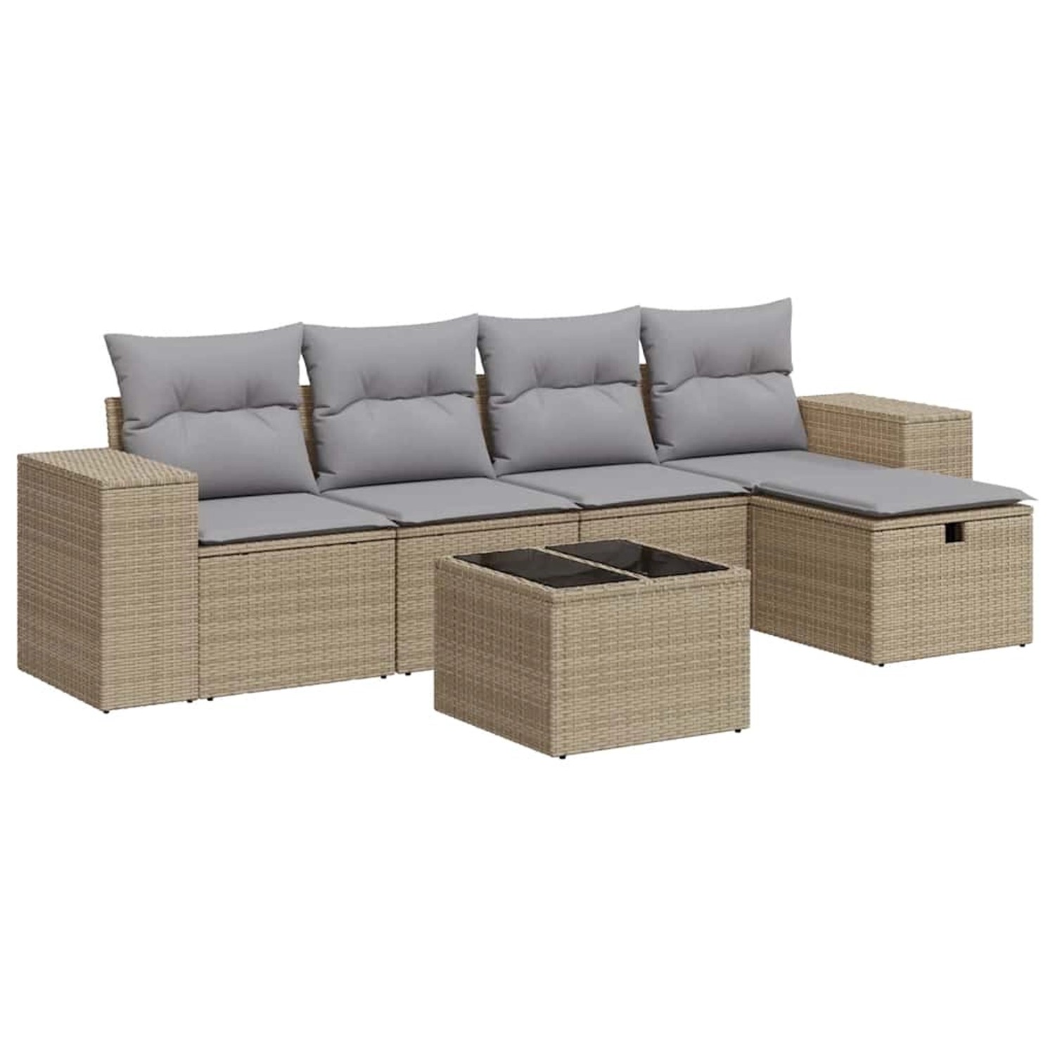 vidaXL 6-Tlg Garten-Sofagarnitur mit Kissen Beige Poly Rattan 3325675 günstig online kaufen