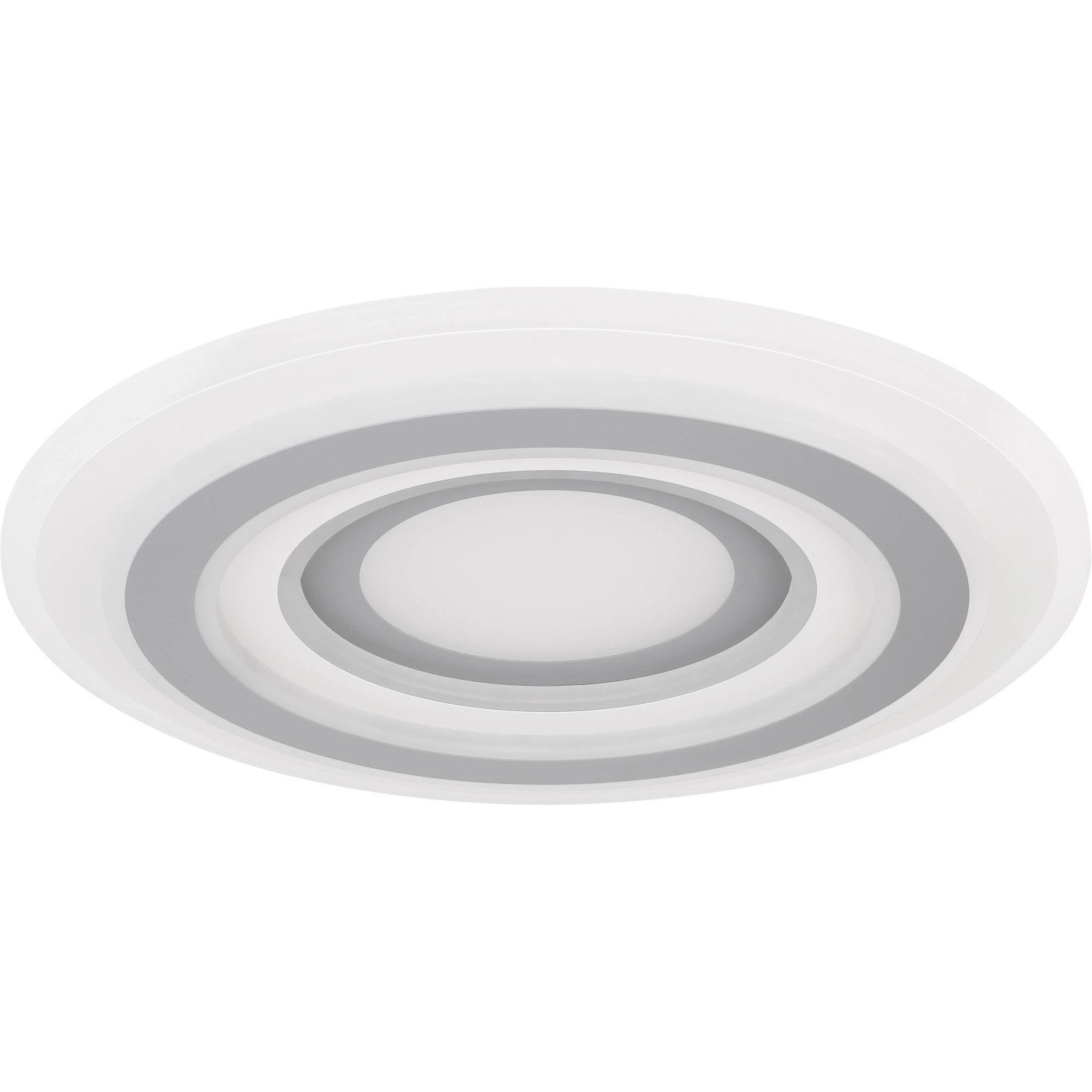 Moderne LED-Deckenleuchte Sabatino, Ø 50 cm, weiß/anthrazit, dimmbar mit Fernbedienung.