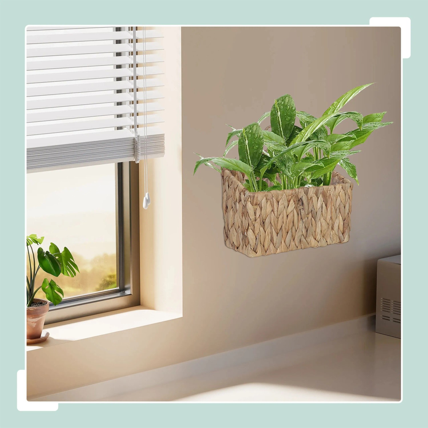 Relaxdays Blumenampel Wasserhyazinthe Natur Wasserdicht Ausgekleidet 29 cm x 28 cm x 15 cm 0,42 kg_2