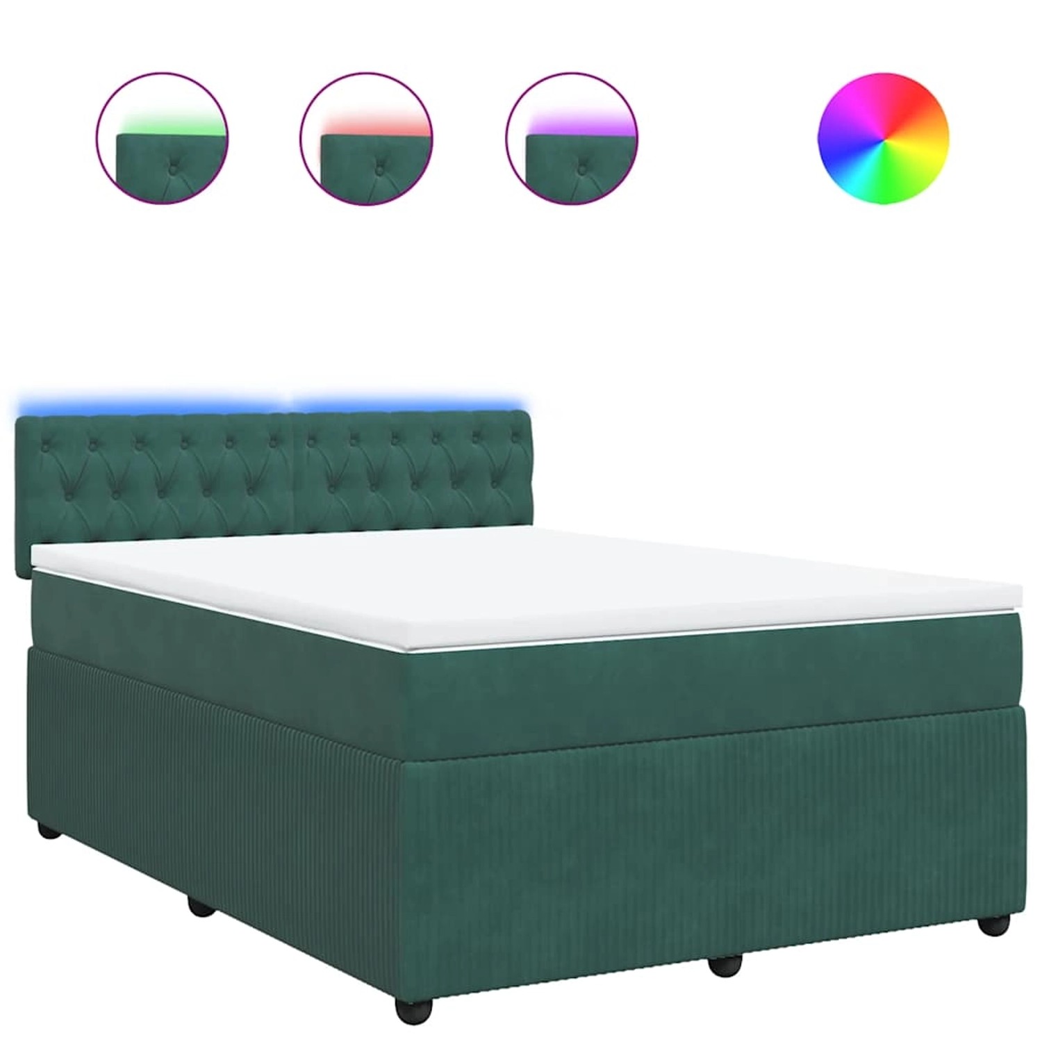 vidaXL Boxspringbett mit Matratze Dunkelgrün 160x200 cm Samt 3290091 günstig online kaufen