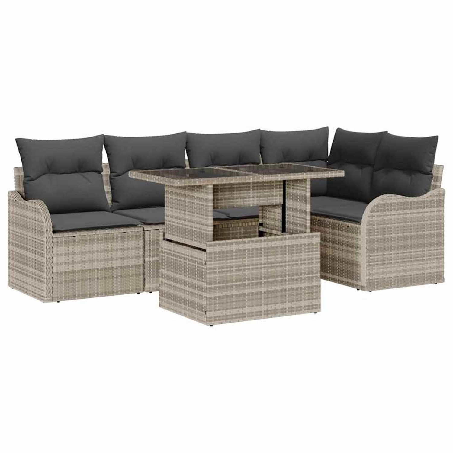vidaXL 6-Teiliges Garten-Sofa-Set mit Kissen in Hellgrau Poly Rattan 334846 günstig online kaufen