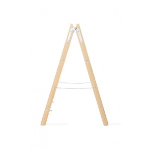 PROREGAL Holz-Stehleiter mit Kette, 2x5 Sprossen, hellbraun. Doppelleiter für sicheres Arbeiten.