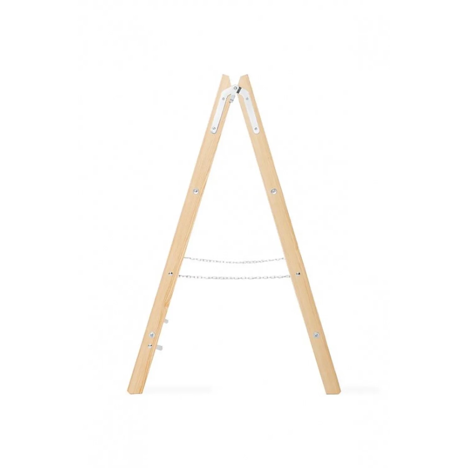 PROREGAL Holz-Stehleiter mit Kette, 2x5 Sprossen, hellbraun. Doppelleiter für sicheres Arbeiten.