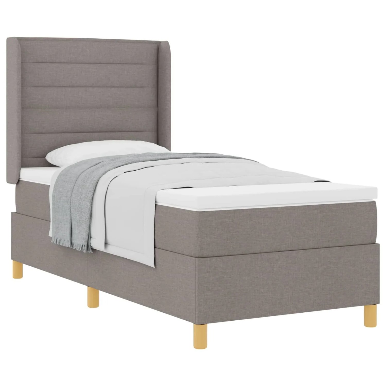 vidaXL Boxspringbett mit Matratze mit Kopfteil Taupe 90 x 200 cm Stoff 3341753