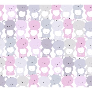 Vliestapete mit Tiermuster in Rosa und Grau für das Kinderzimmer.