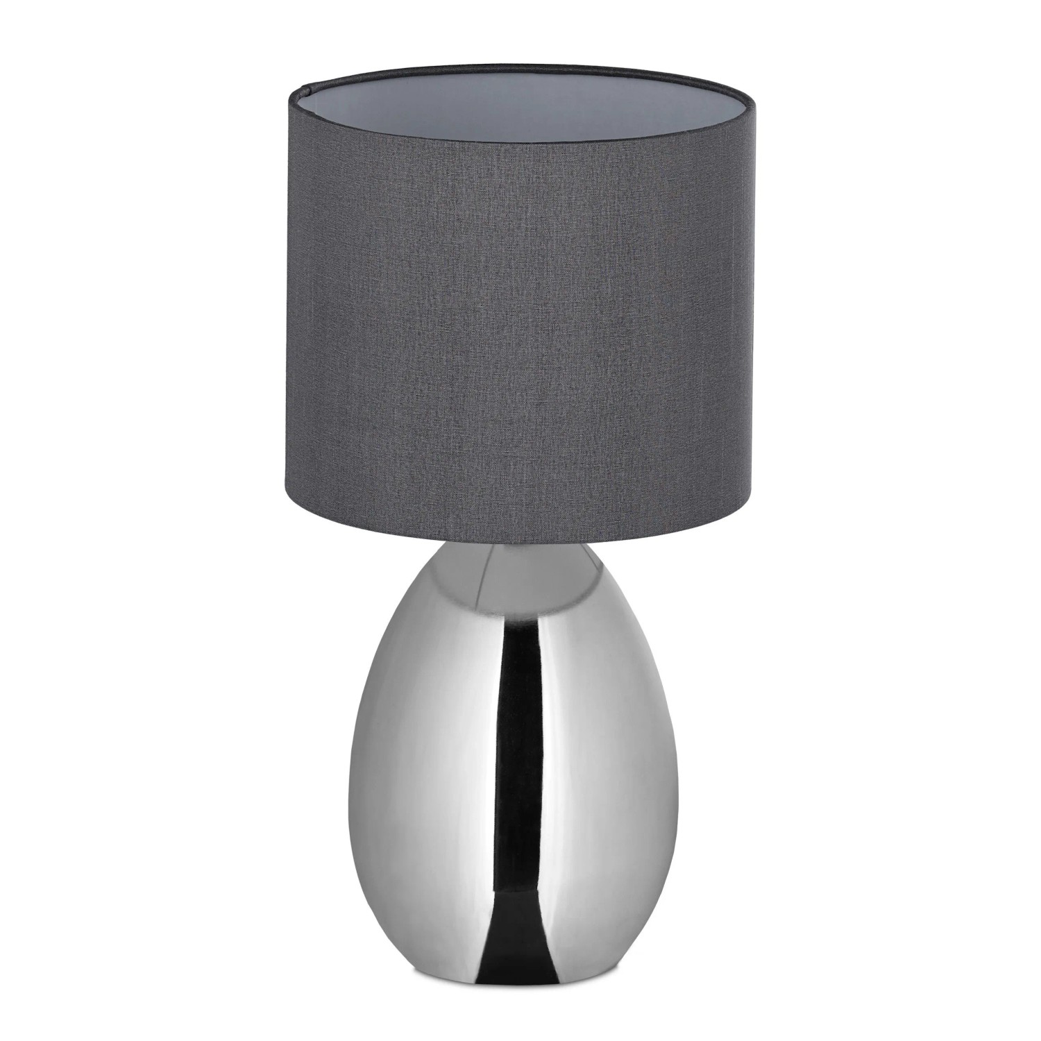 Relaxdays Nachttischlampe Eisen Silbergrau Touch 34,5 cm x 18 cm 0,78 kg