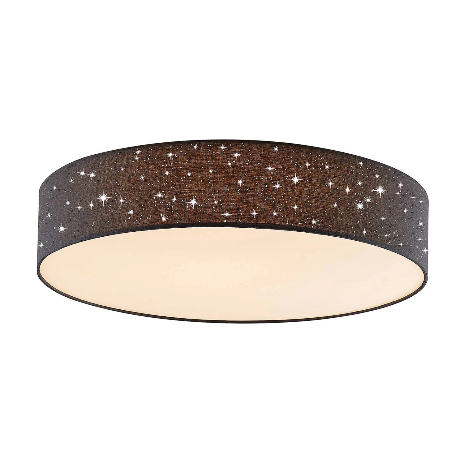 Lindby LED Deckenleuchte Ellamina 9945398 Dimmbar mit Leselampe Modern in Schwarz aus Textil 1-flammig Wohnzimmerleuchte