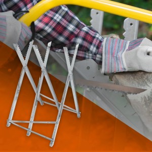 ECD Germany Sägebock: Klappbarer Metall-Sägebock für Kettensägen, bis 150 kg belastbar.