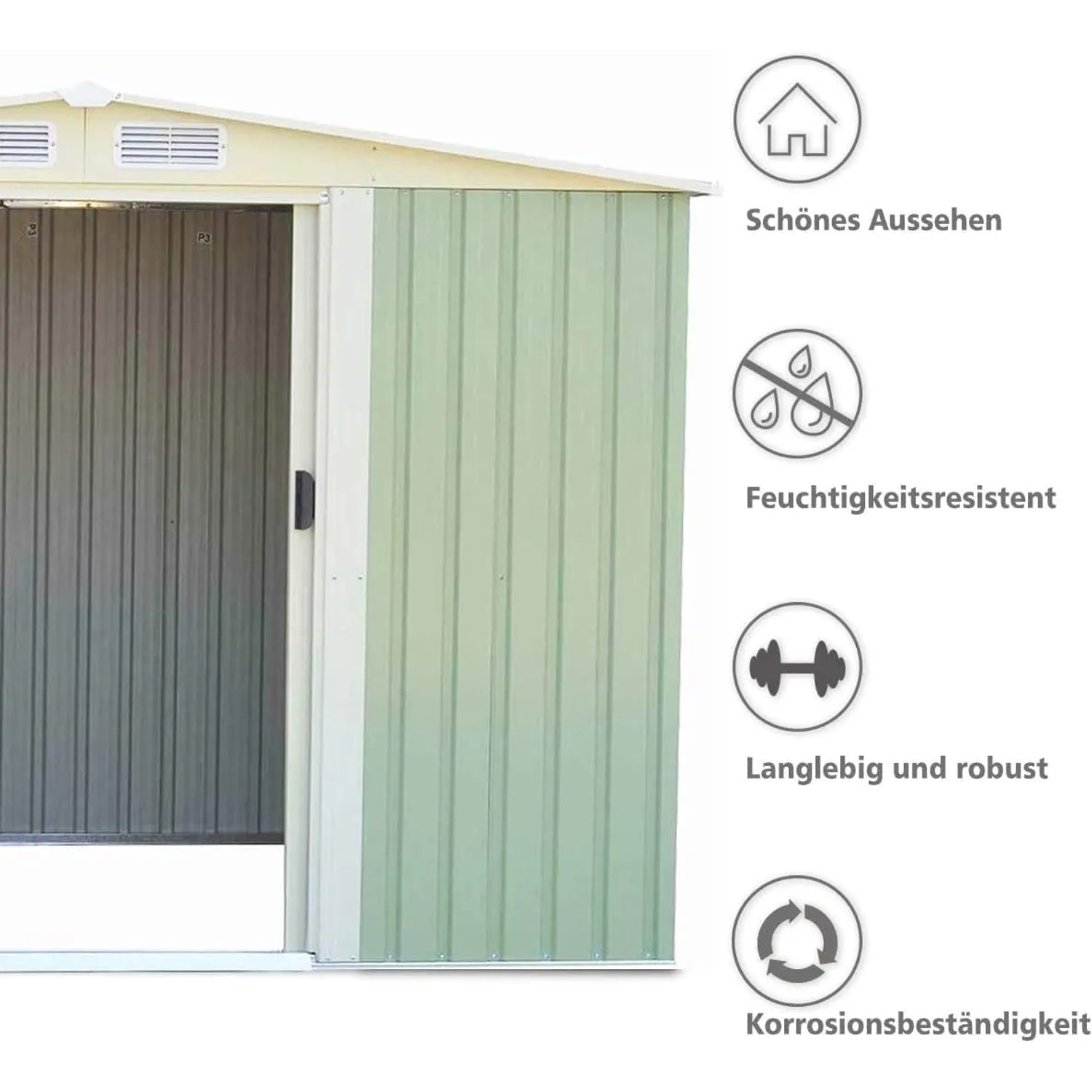Costway Metall Gerätehaus Gartenhaus 205x257x175,5cm Grün_5