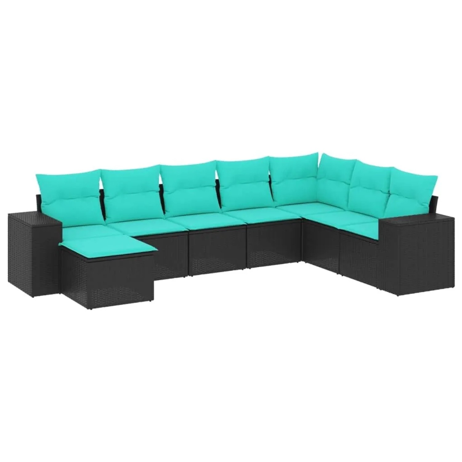vidaXL 8-Tlg Gartensofa-Set mit Kissen Schwarz Polyrattan 3222956 günstig online kaufen