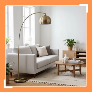 Relaxdays Stehlampe Metall Gold mit Fußschalter 180 cm x 92 cm x 35 cm 10,6 kg