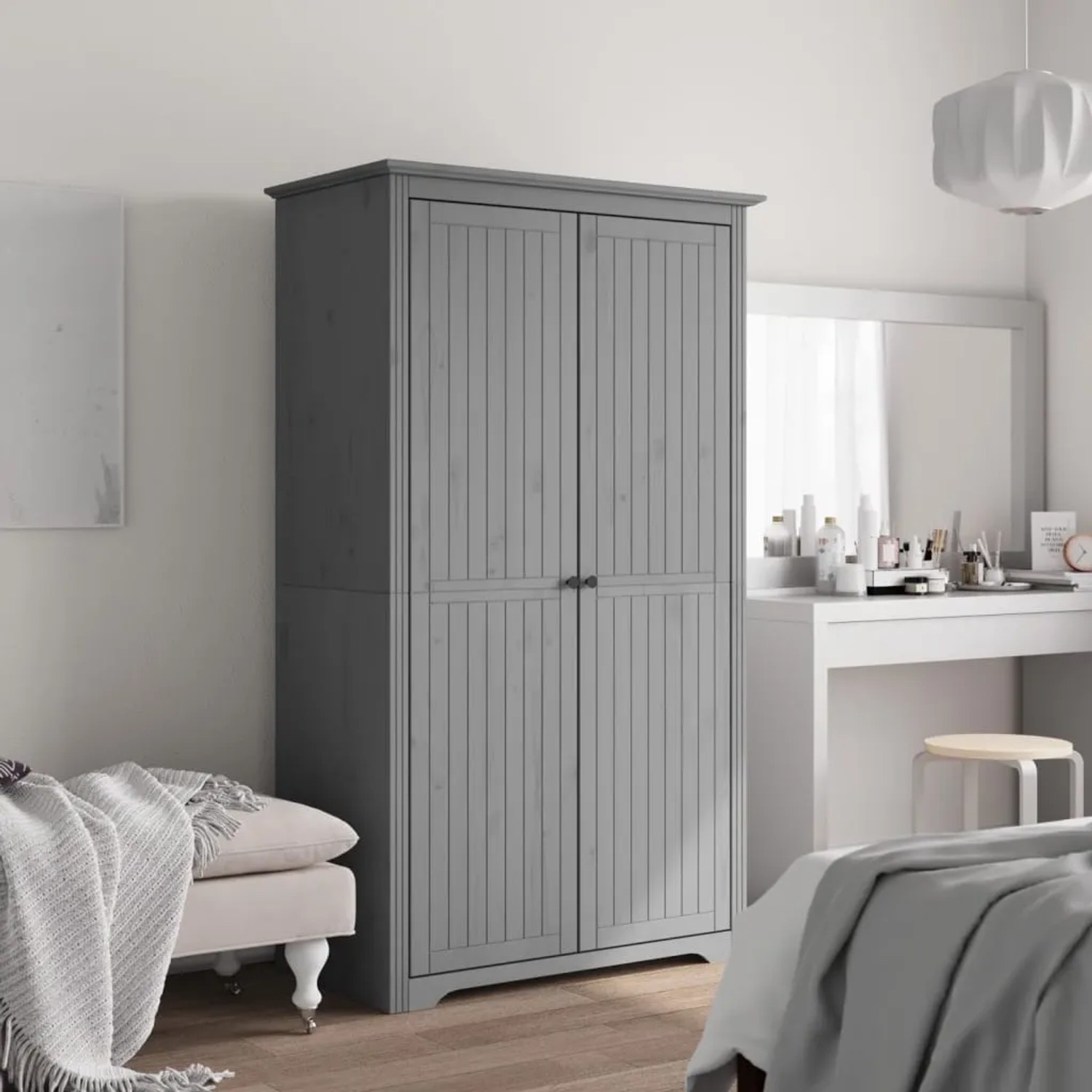 vidaXL Massivholz-Kleiderschrank BODO Grau Kiefer 101 x 52 x 176,5 cm kaufen bei OBI