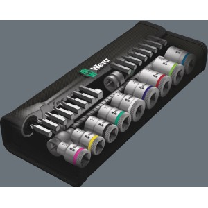 Wera Zyklop Knarrensatz 8100 SB 8 mit Nüssen und Bits in kompakter Tasche.