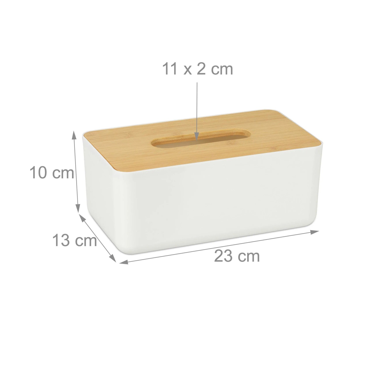 Relaxdays Kosmetiktücherbox Kunststoff Holz Weiß Abnehmbar 10 cm x 23 cm x 13 cm 300 g_4