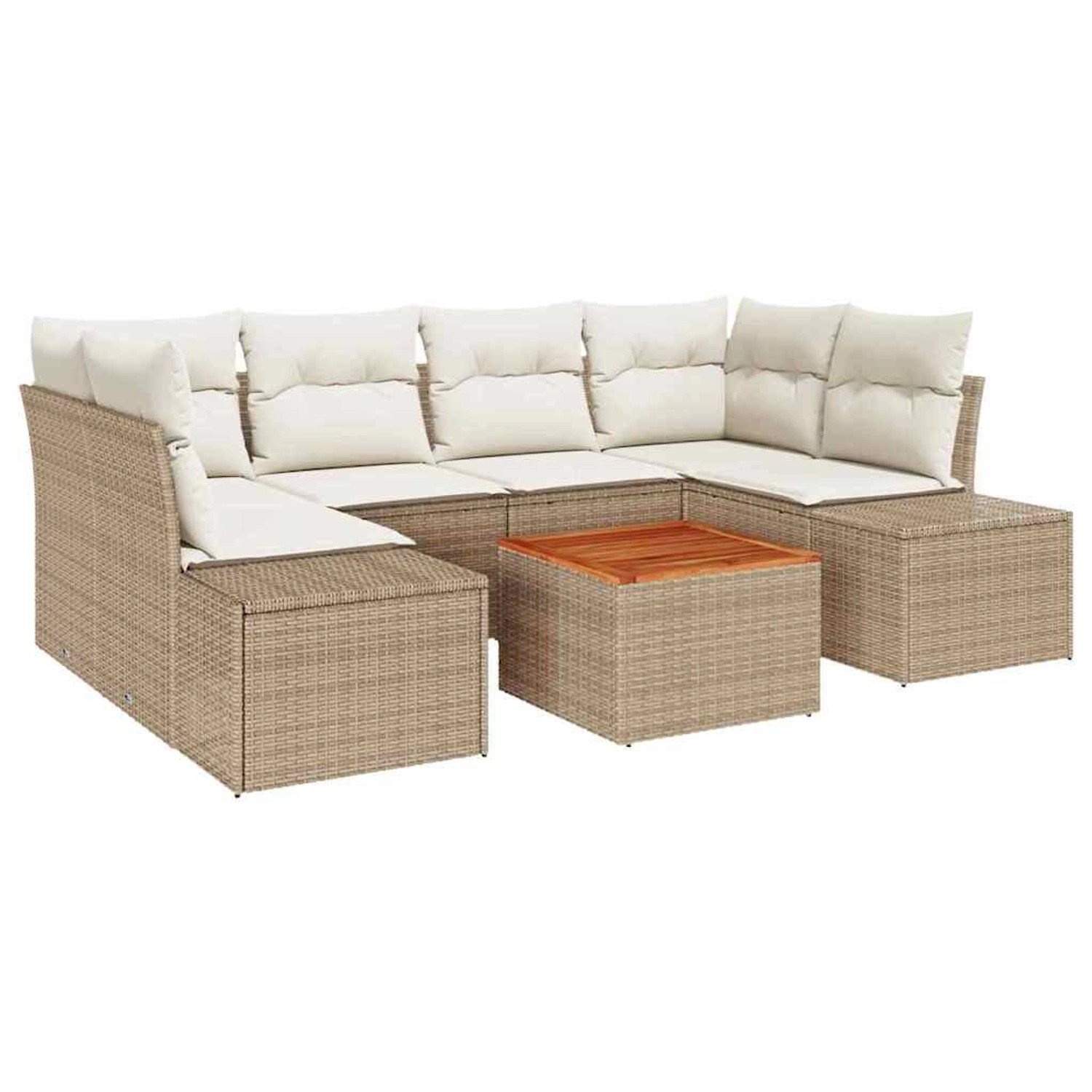 vidaXL Garten-Sofa-Set 7-Tlg Beige Weiß 3356580 günstig online kaufen