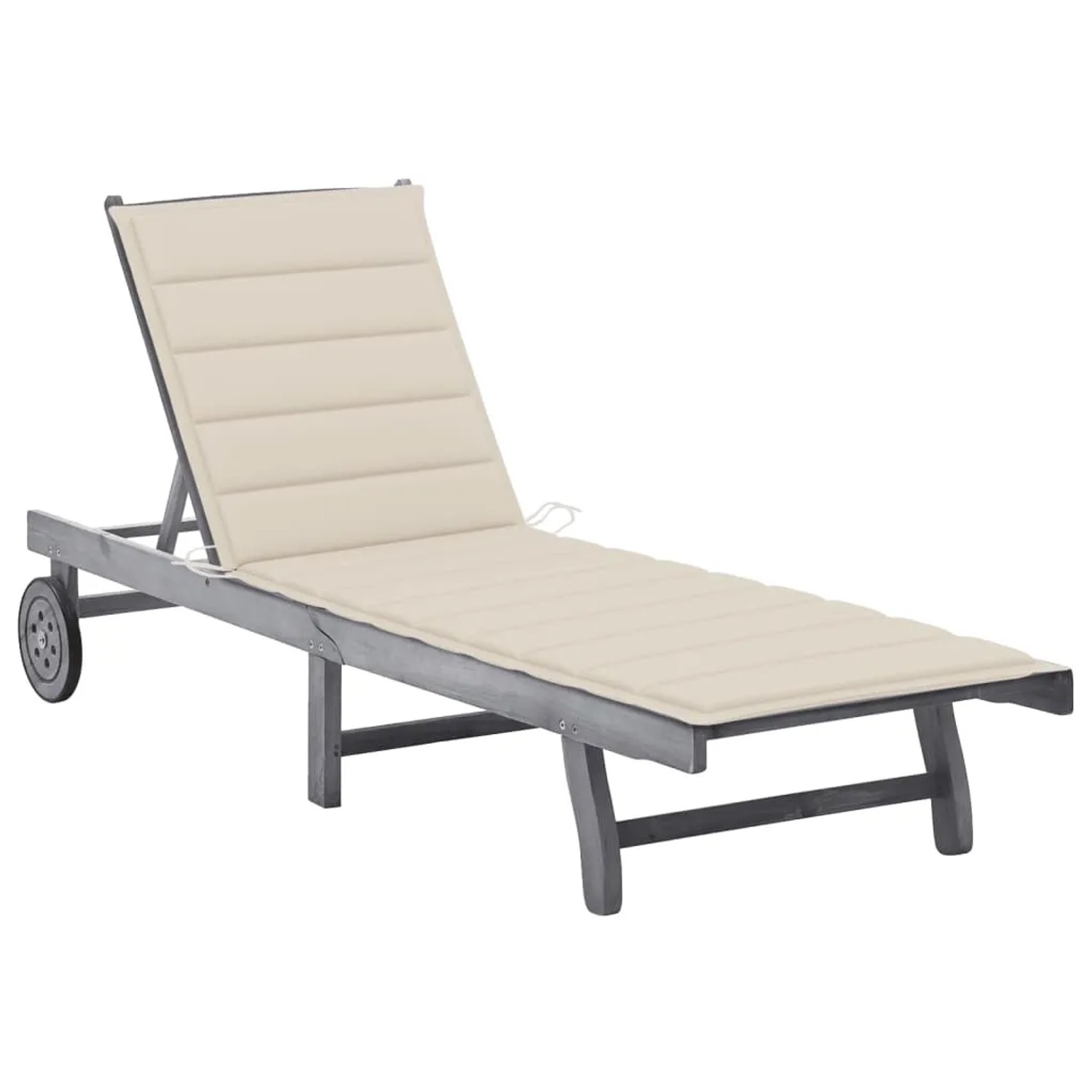 vidaXL Sonnenliege mit Auflage Grau Akazie Massivholz Beige
