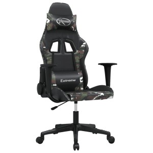Gaming-Stuhl mit Massagefunktion, schwarz/Tarnfarben, Kunstleder, Modell 4. Bequemer Bürostuhl für Gamer.