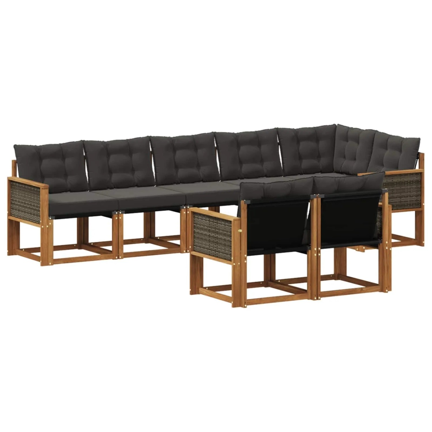 vidaXL Outdoor-Sofagarnitur mit Kissen 8 Stk Natur und Schwarz 3382028