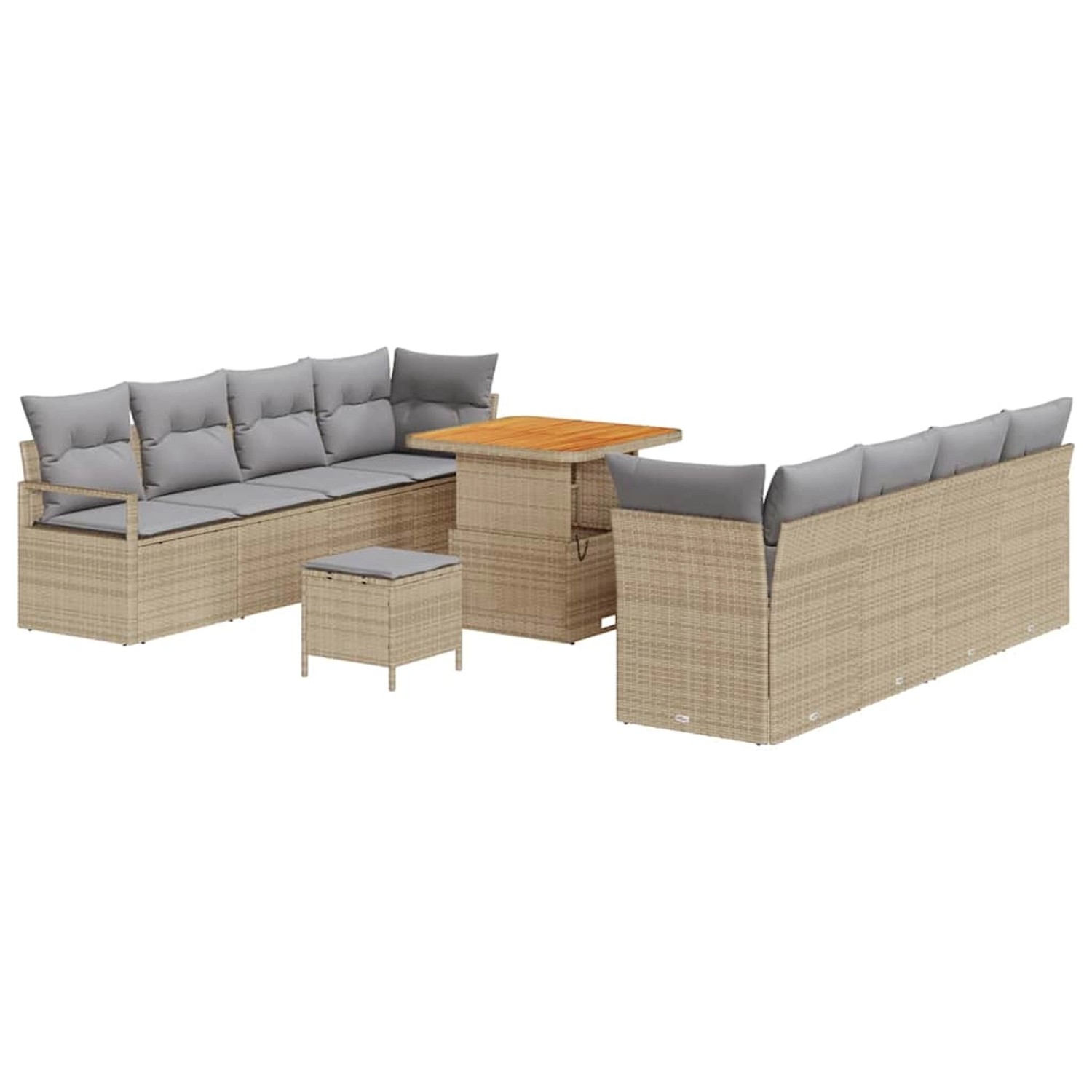 vidaXL 11-Teiliges Garten-Sofa-Set mit Kissen Beige aus Poly Rattan und Aka günstig online kaufen