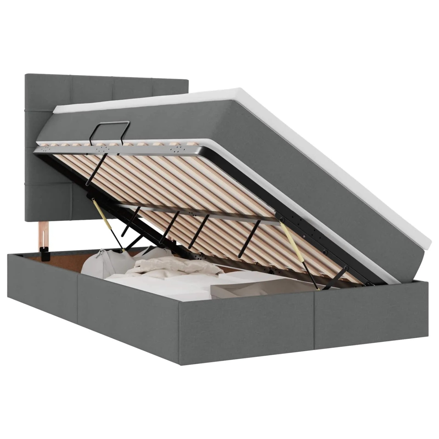 vidaXL Bett mit LED-Lichtleisten Dunkelgrau 120 x 200 cm Stoff 3372409