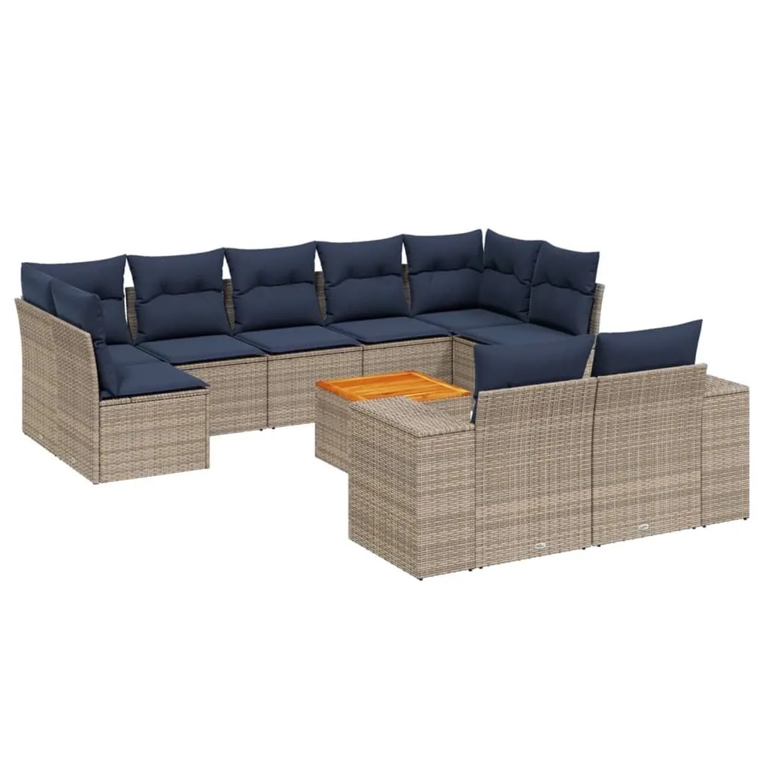 vidaXL 10-Tlg Gartensofa-Set mit Kissen Grau Polyrattan 3225599 günstig online kaufen