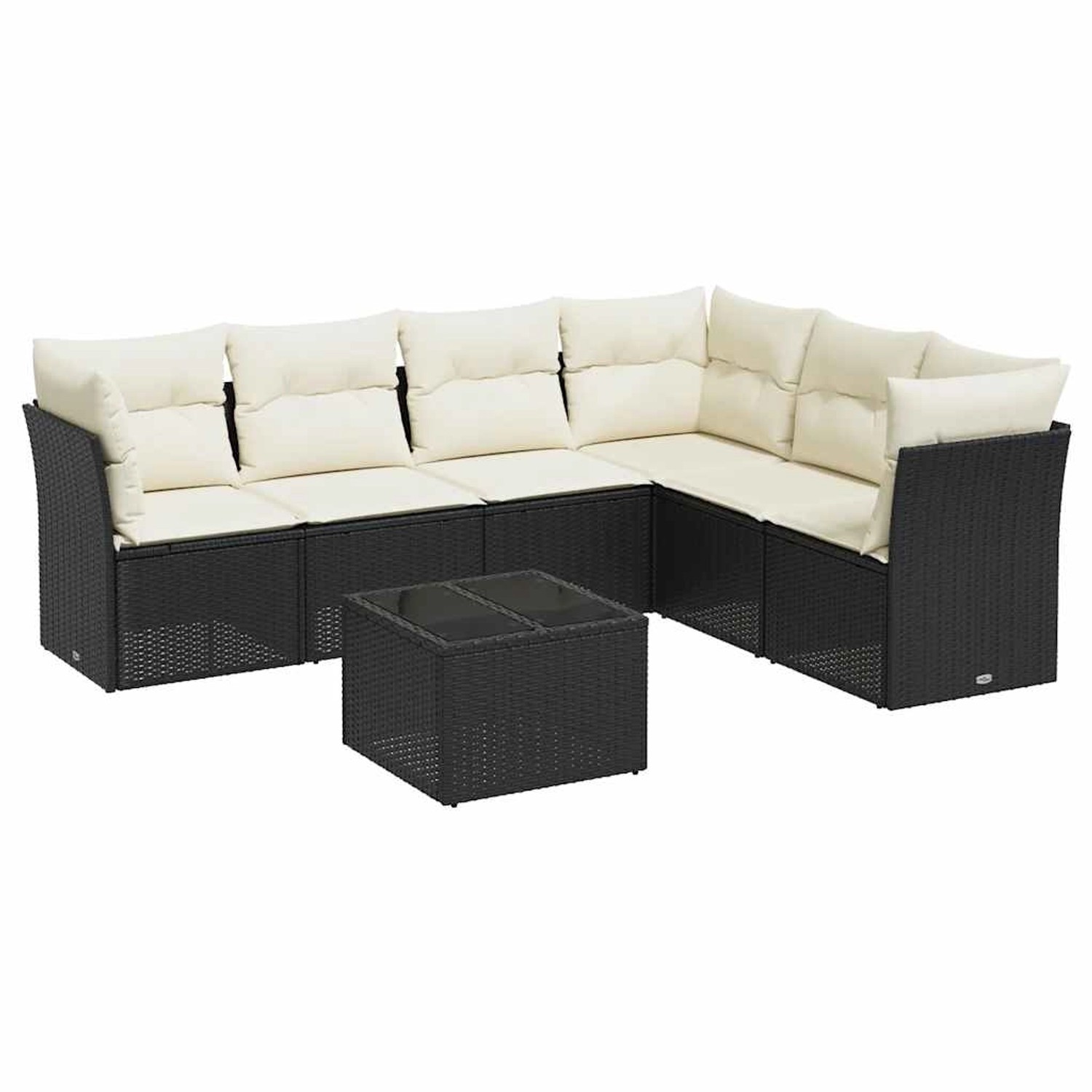 vidaXL 7-Tlg Garten-Sofagarnitur mit Kissen Schwarz Poly Rattan 3249525 günstig online kaufen