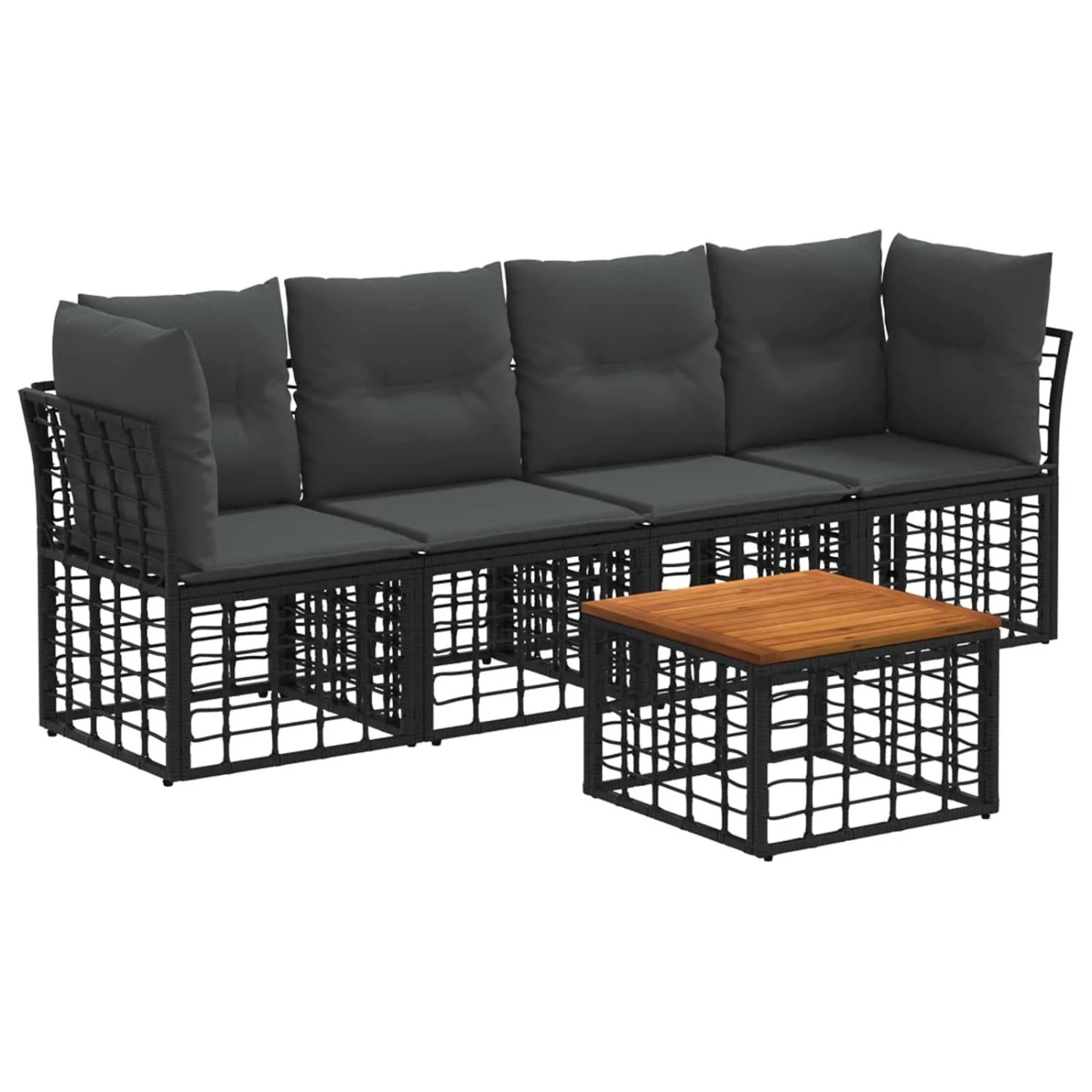 vidaXL Outdoor-Sofagarnitur 5 Stk Schwarz und Dunkelgrau Polyester 3437411