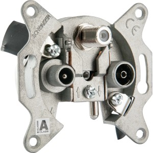 Schwaiger Richtkopplerdose 3-Loch, Antennendose mit IEC- und F-Buchse für Antennen- und Kabelanlagen.