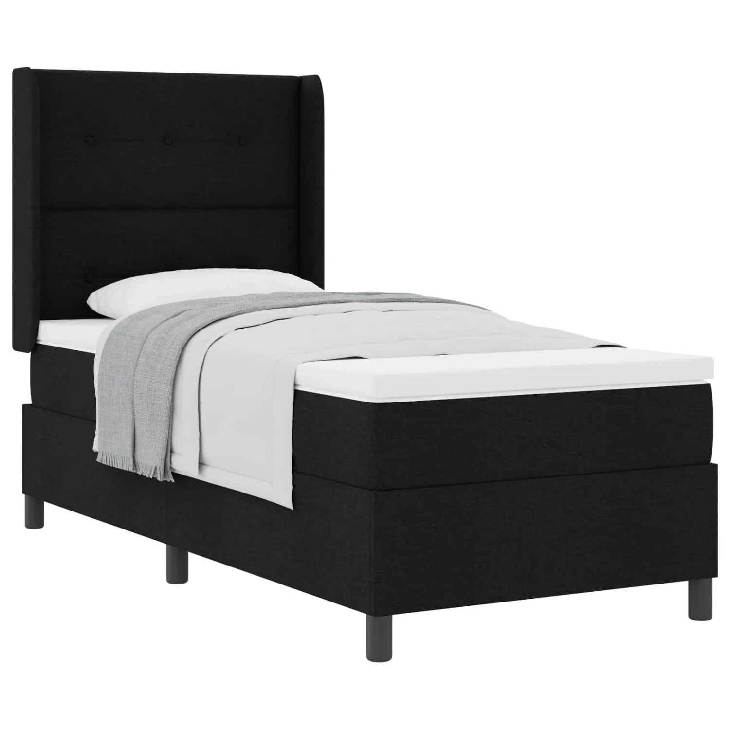 vidaXL Boxspringbett mit Matratze Schwarz 90 x 190 cm Stoff 3341618