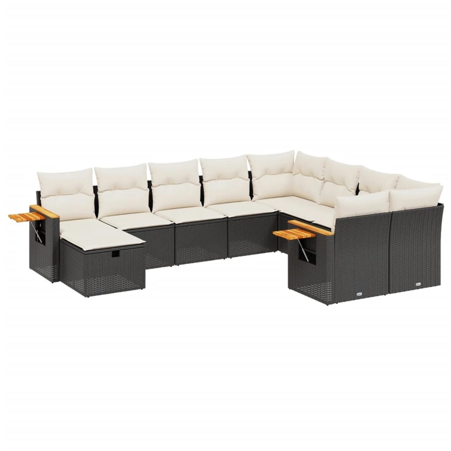 vidaXL 10-Tlg Garten-Sofagarnitur mit Kissen Schwarz Poly Rattan 3259557 günstig online kaufen
