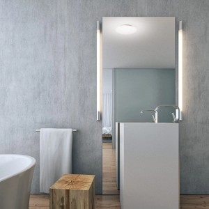 Rendl MIRANDA 120 LED-Wandleuchte Chrom, warmweißes Licht, neben Spiegel im Bad. IP44 Badezimmerleuchte.