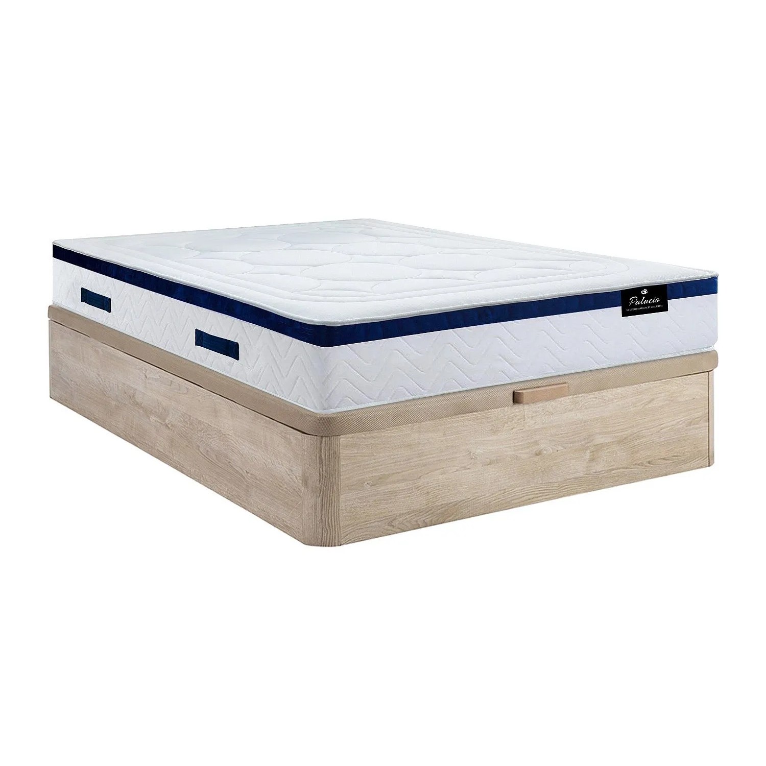 Vente-unique Matratze Und Bettgestell Mit Lattenrost Und Bettkasten Marquis Naturfarben Hell 190 cm