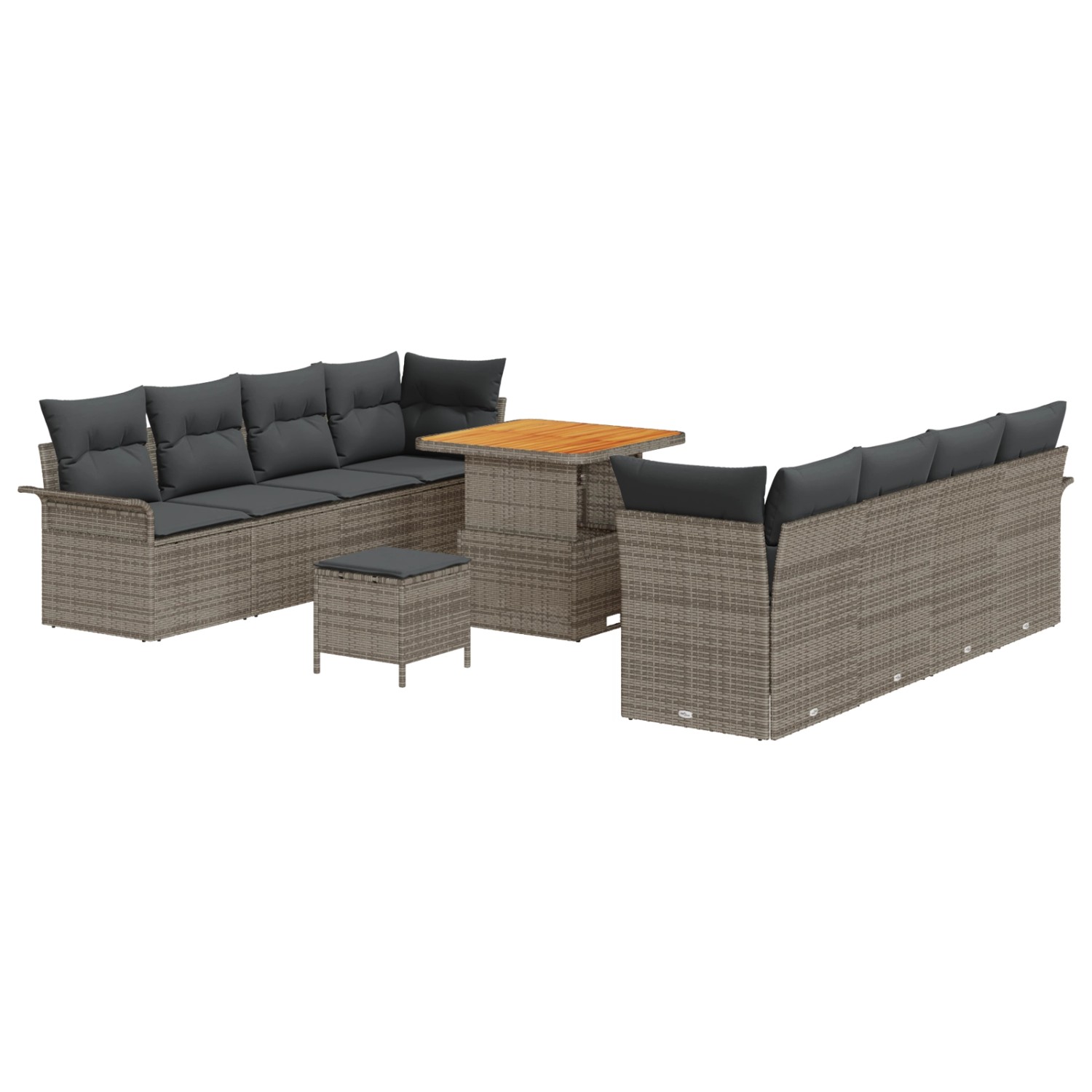 vidaXL Garten-Sofa-Set Höhenverstellbar 11-Tlg Grau Poly Rattan 3362108 günstig online kaufen