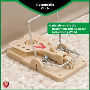 Protect Home Rattenfalle Click, beige Kunststofffalle mit Metallbügel.