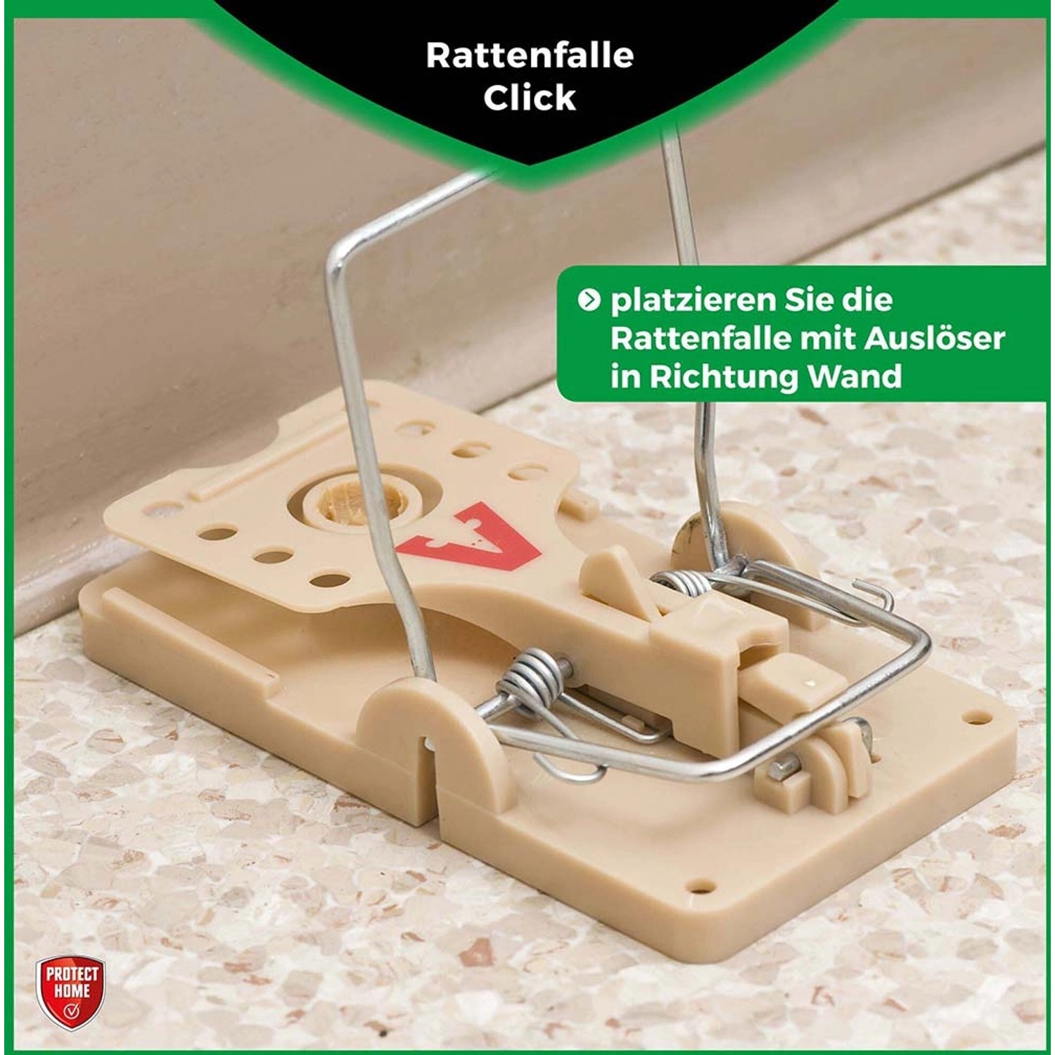 Protect Home Rattenfalle Click, beige Kunststofffalle mit Metallbügel.