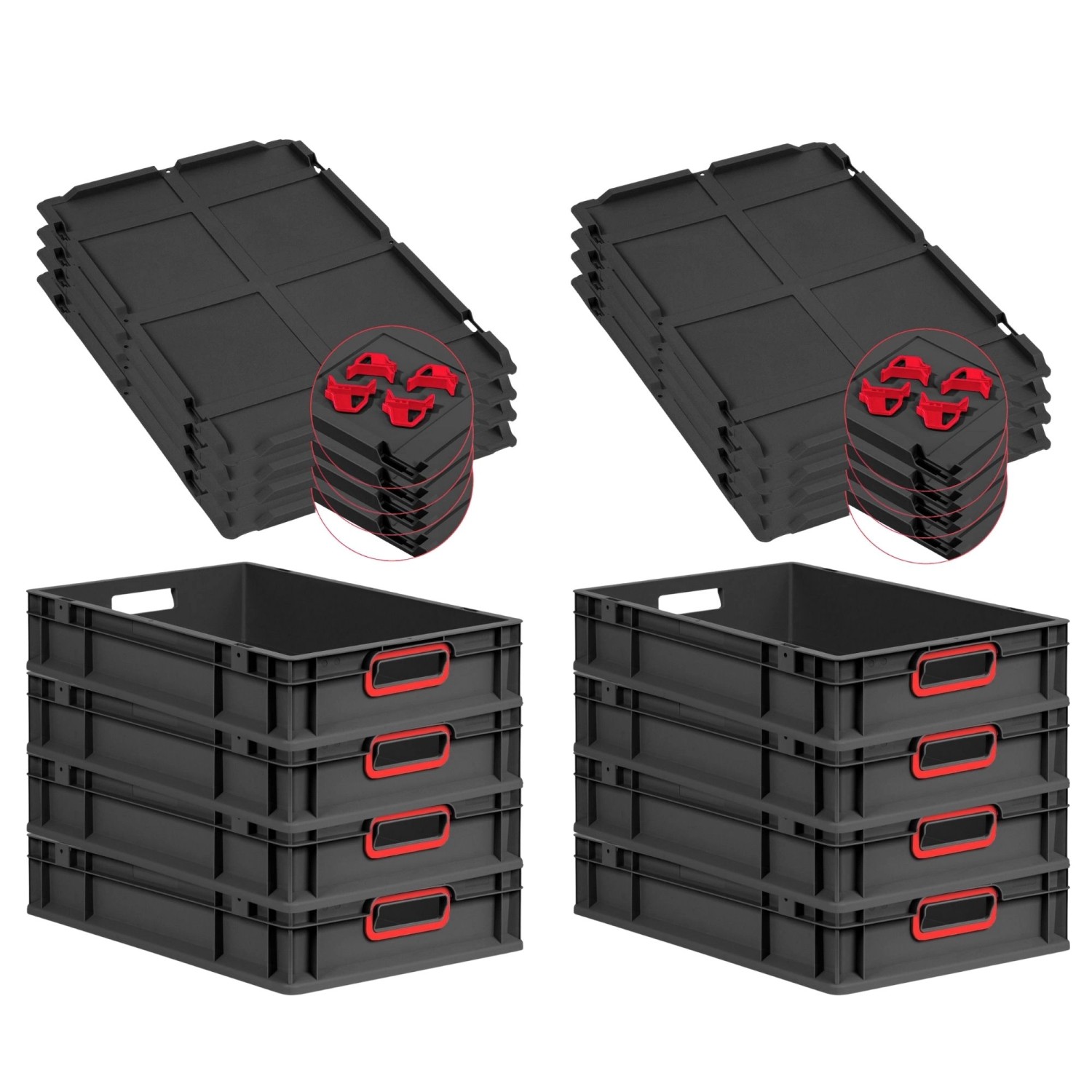 PROREGAL SuperSparSet 8x Eurobox Nextgen Color Mit Auflagedeckel HxBxT 12x4 günstig online kaufen