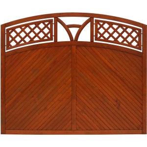 Sichtschutzzaun Toulon, 135/150x180 cm, Teakholz mit Ziergitter für Garten & Terrasse.