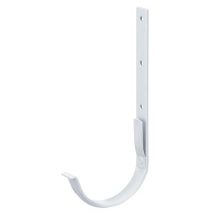 Weißer Inefa Dachrinnenhalter NW 125 aus Stahl für halbrunde Dachrinne.