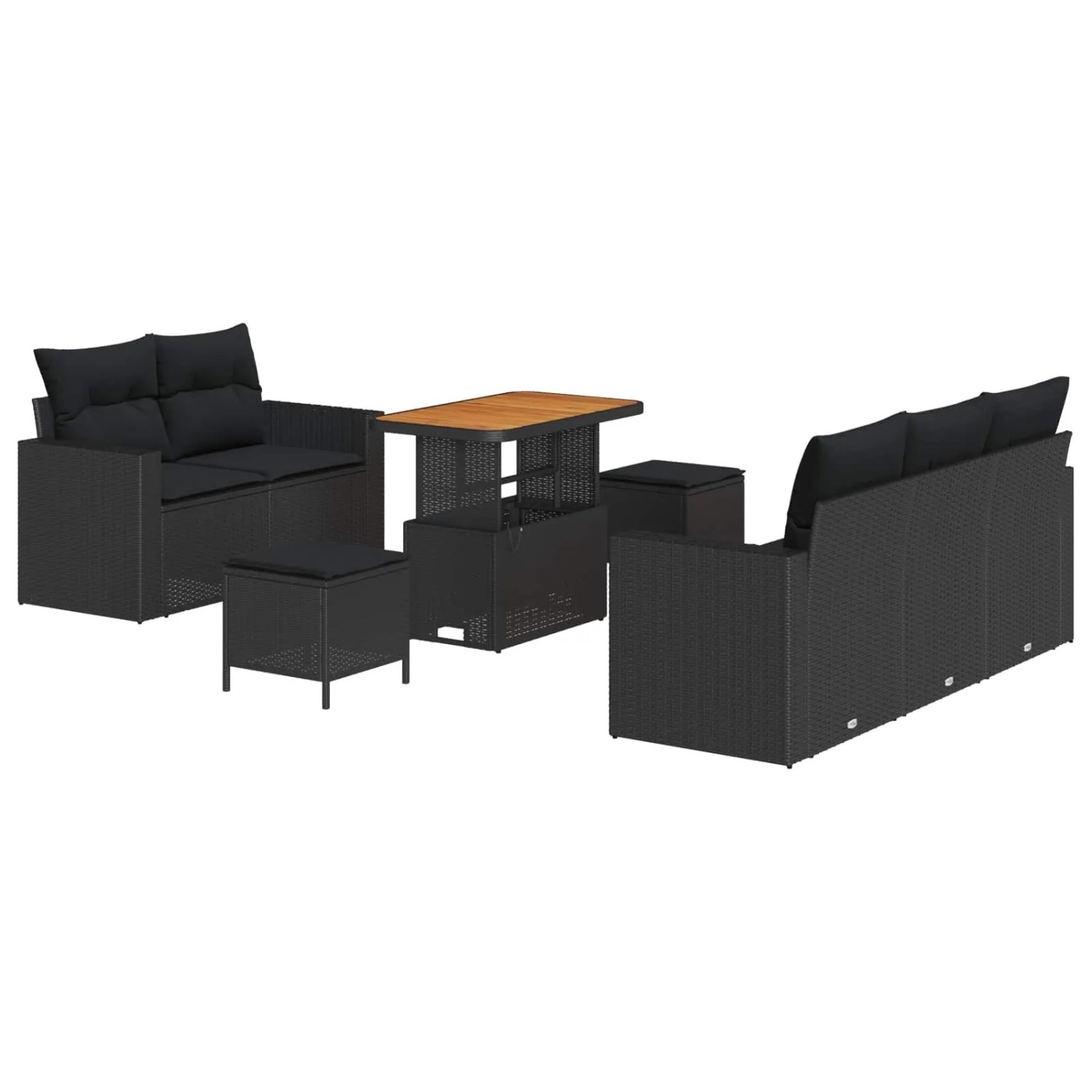 vidaXL Gartensofa-set mit Kissen 8-Tlg Schwarz Poly-Rattan 3363509 günstig online kaufen