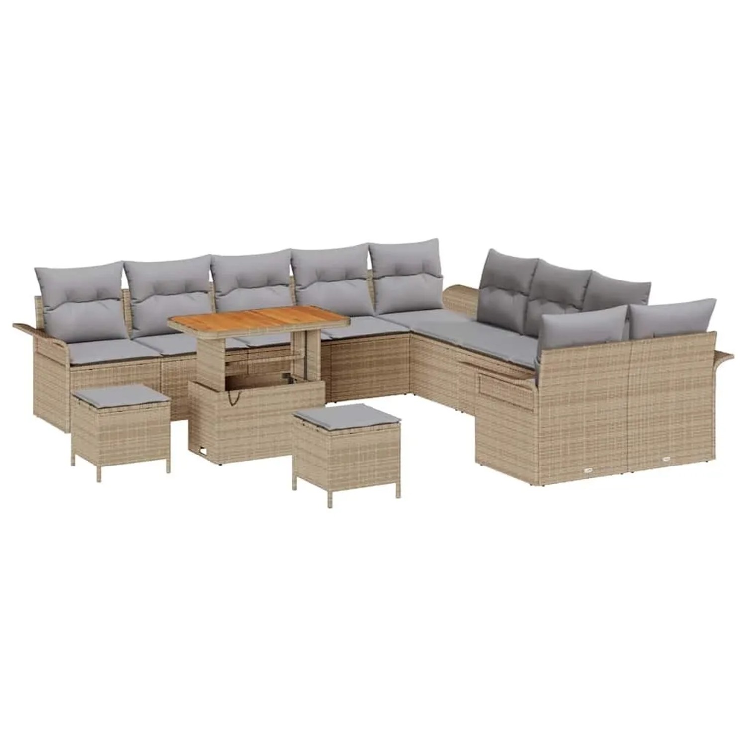 vidaXL Garten-Sofa-Set mit Kissen 13-Tlg Beige und Hellgrau 3364147