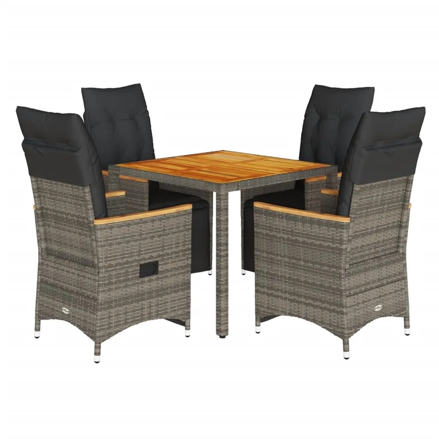 vidaXL 5-tlg Garten-Bistro-Set mit Kissen Grau Poly Rattan Modell 6 günstig online kaufen