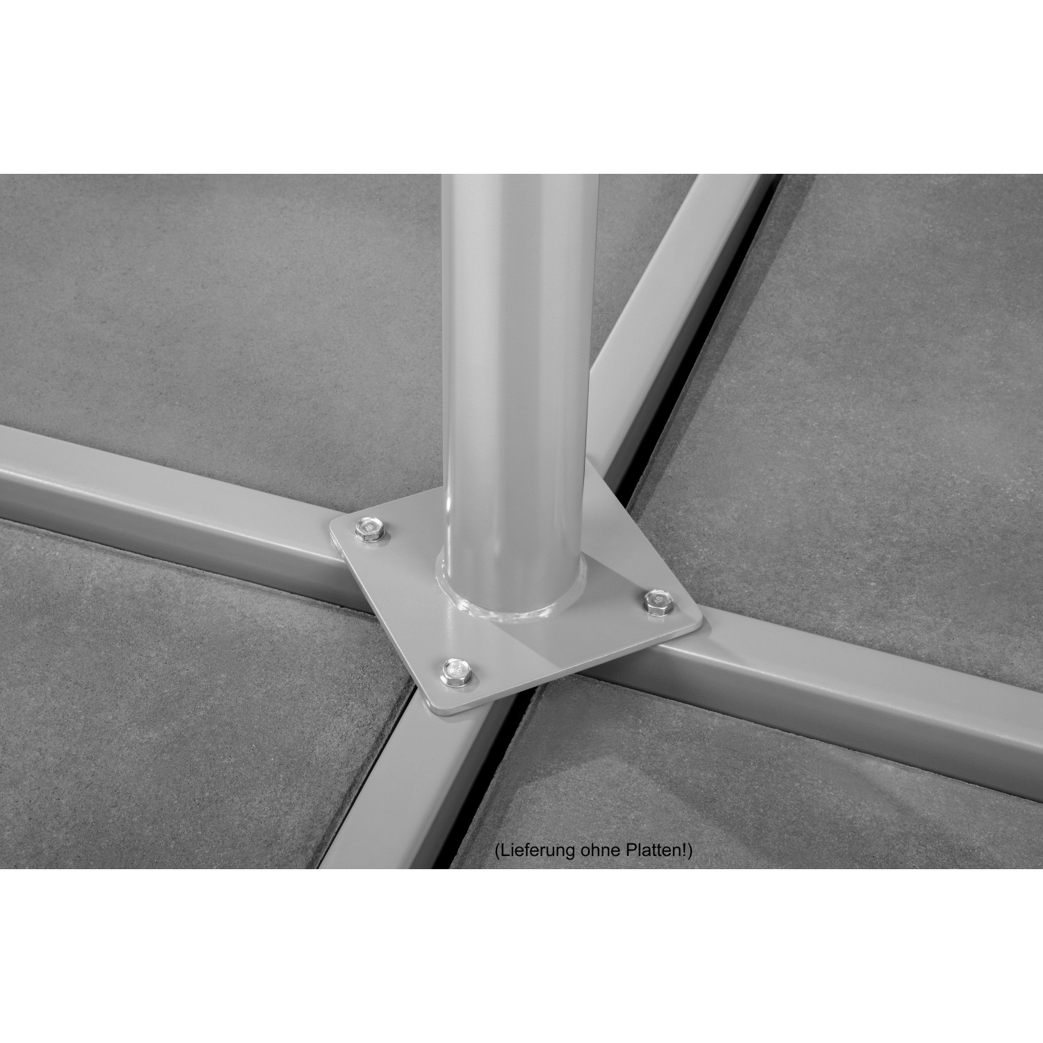Detailaufnahme des Schirmständers für Schneider Marktschirm, ohne Platten.