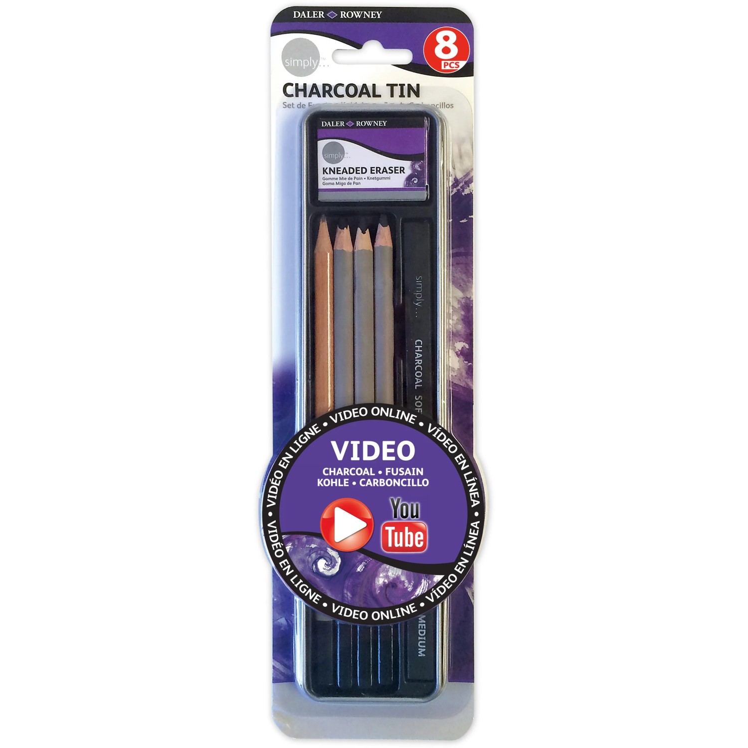 Daler-Rowney Simply Zeichenkohle-Set 8-teilig