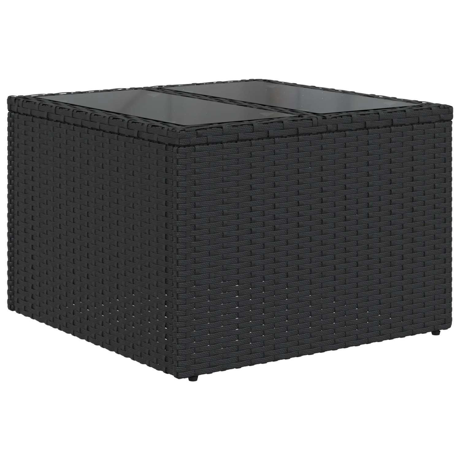 Beiger Tisch aus Polyrattan mit Glasplatte, Teil des vidaXL Garten-Sofa-Sets