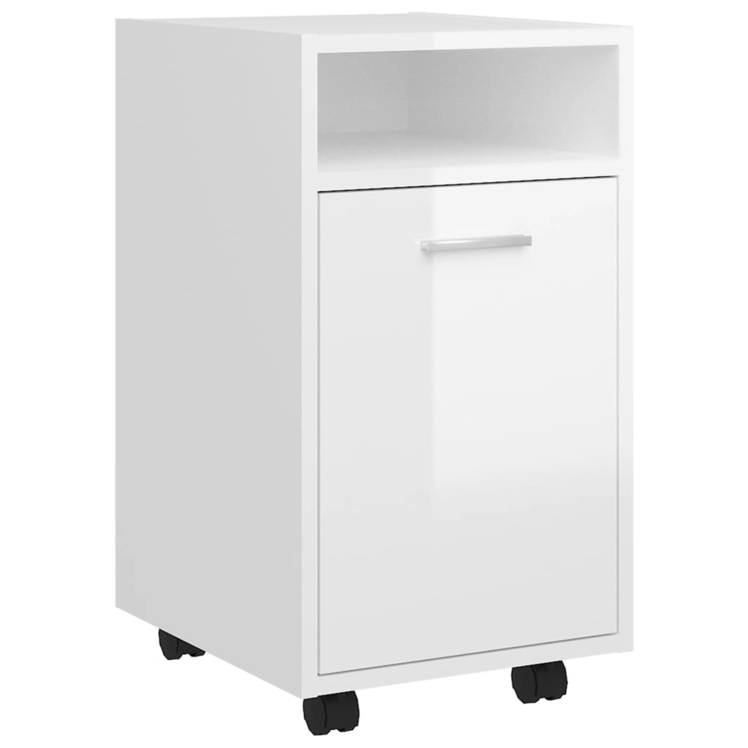 vidaXL Aktenschrank Beistellschrank mit Rollen Hochglanz-Weiß 33x38x60cm Sp günstig online kaufen