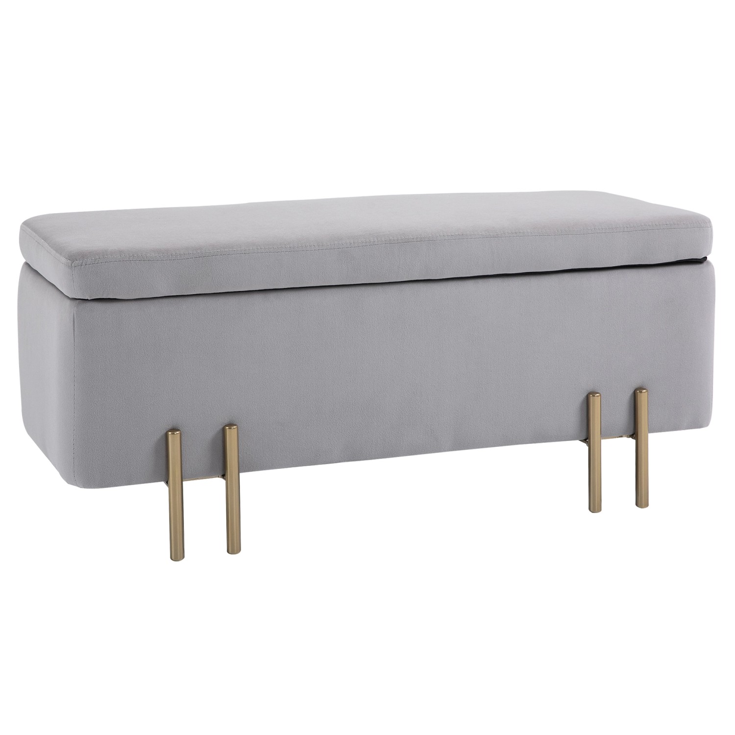 HOMCOM Sitzbank mit Stauraum Stoff Metall Gummiholz Hellgrau 100 x 40 x 42 cm